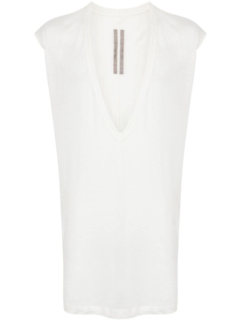 RICK OWENS Semi-sheer Cotton Tank Top In White Product Image