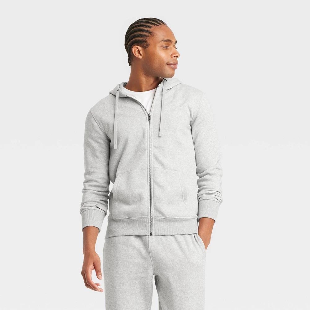 Mens Hooded Zip-Up Sweatshirt - Goodfellow & Co Heathered XXL Product Image