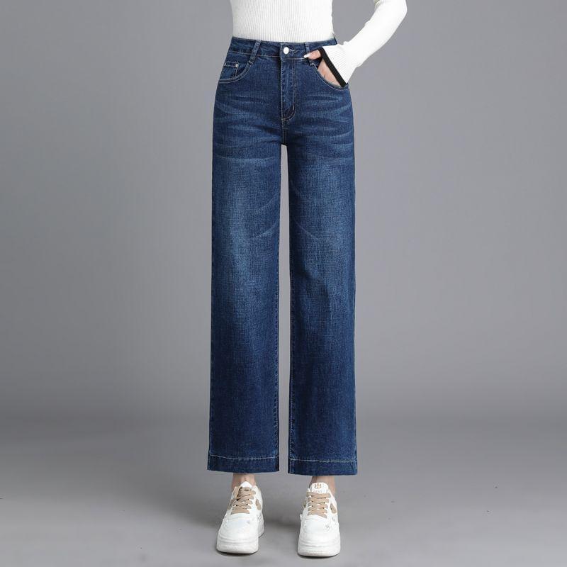 High Rise Straight Leg Crop Jeans Product Image