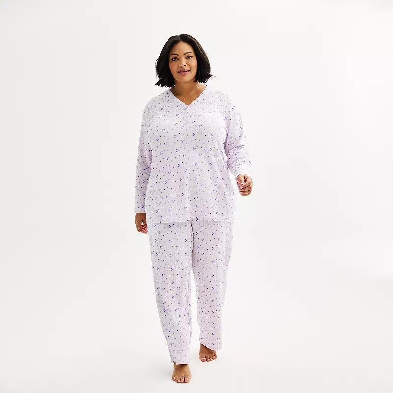 Plus Size Croft & Barrow Long Sleeve Pajama Top & Pajama Pants Set, Womens Product Image