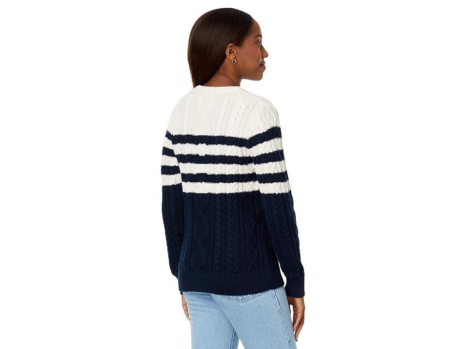 L.L.Bean Soft Cotton Fisherman Crew Neck Pattern (Classic Navy Stripe) Women's Clothing Product Image