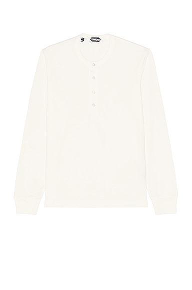 TOM FORD Long Sleeve Henley T-Shirt Cream. (also in ). Product Image