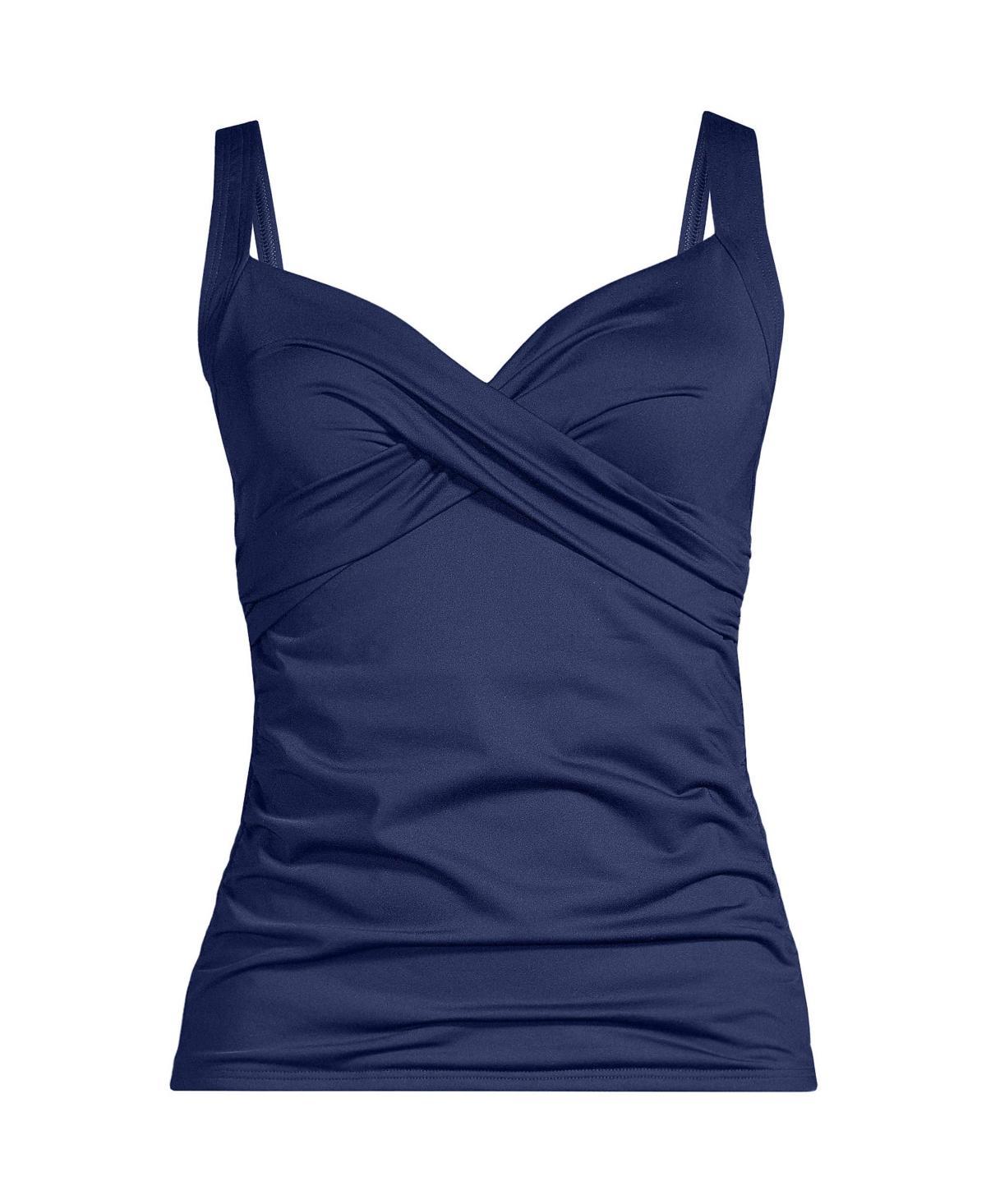 Lands End Womens D-Cup V-Neck Wrap Underwire Tankini Swimsuit Top Product Image