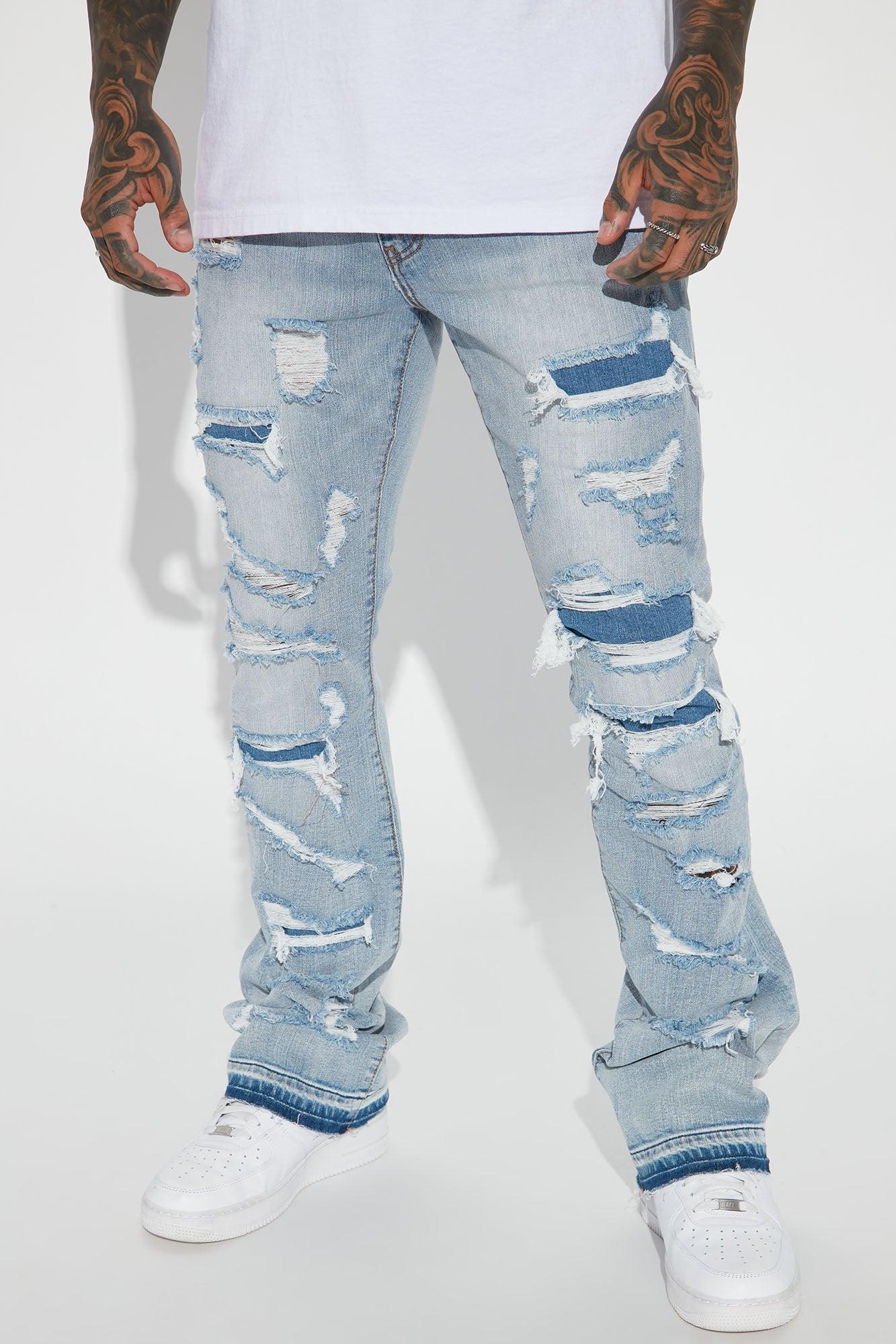 Through It Ripped Skinny Flared Jeans - Vintage Blue Wash Product Image