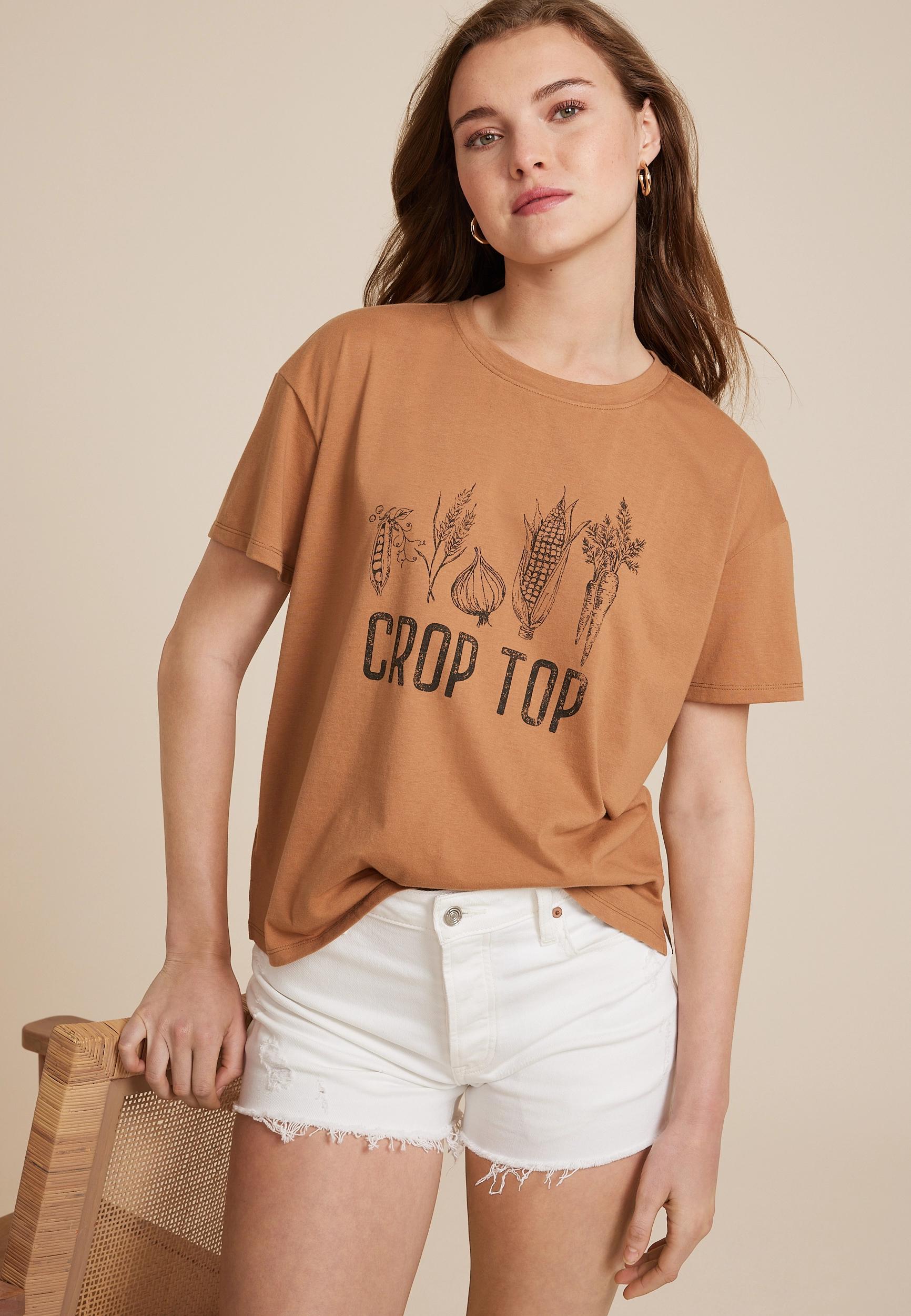 Crop Top Oversized Fit Graphic Tee Product Image