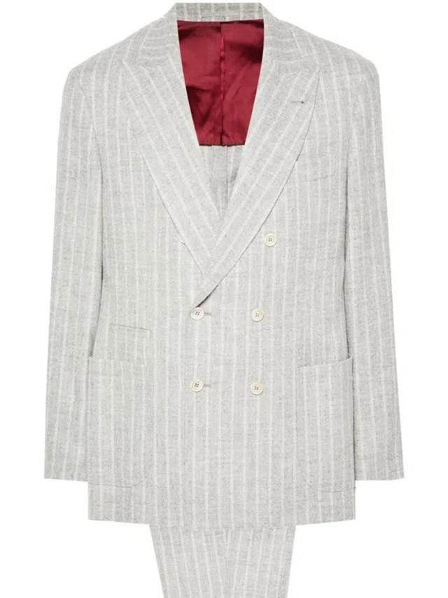 BRUNELLO CUCINELLI Striped Suit In Grey Product Image