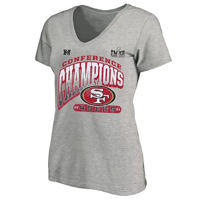 Womens Fanatics Branded Heather Gray San Francisco 49ers 2023 NFC Champions Plus Size Hail Mary V-Neck T-Shirt Product Image