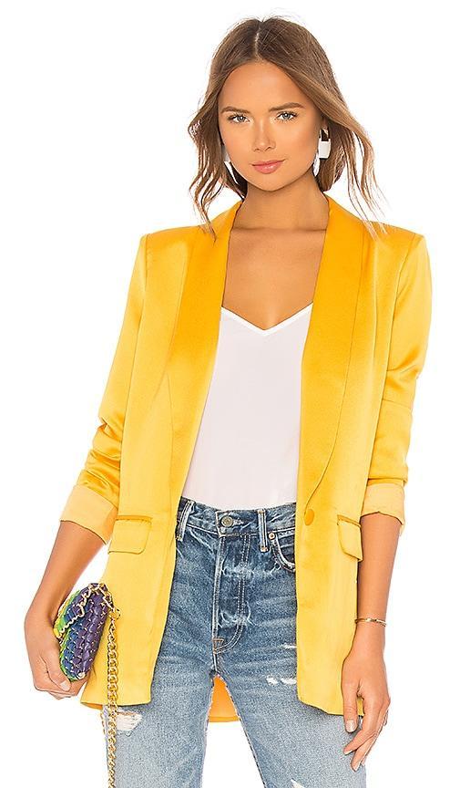 L'Academie The Fleur Blazer in Mustard. Product Image