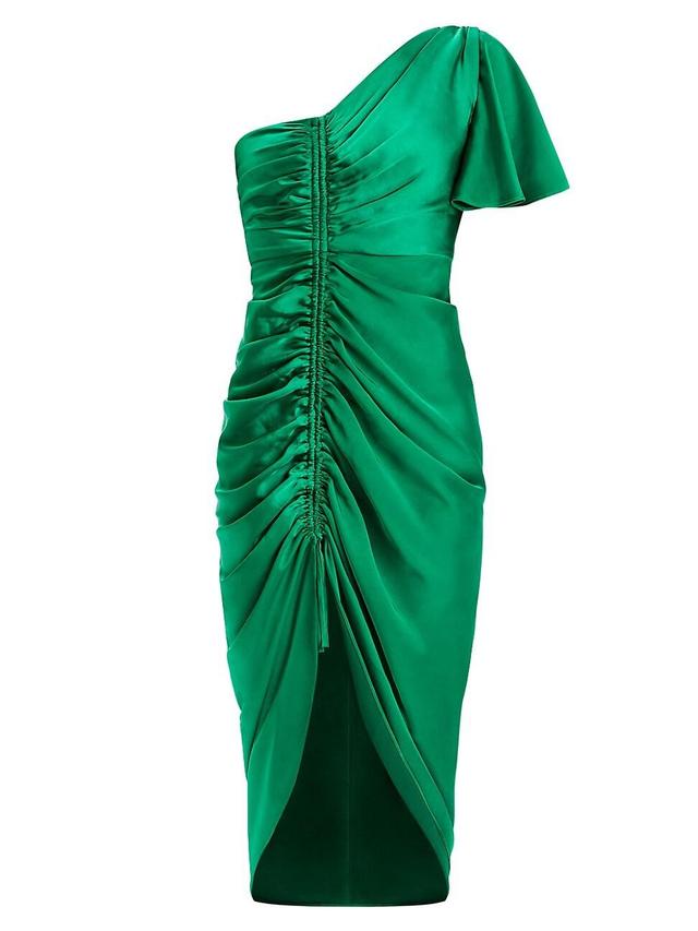 Womens Satin Asymmetric Midi-Dress Product Image