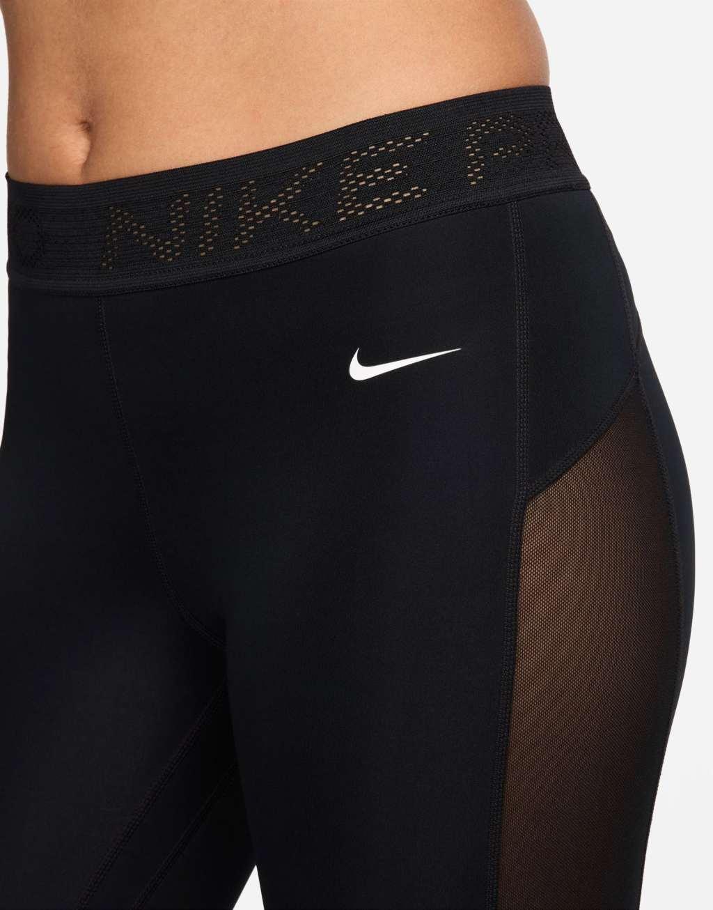 Nike Pro Training Dri-Fit mid rise 7/8 mesh leggings in black Product Image