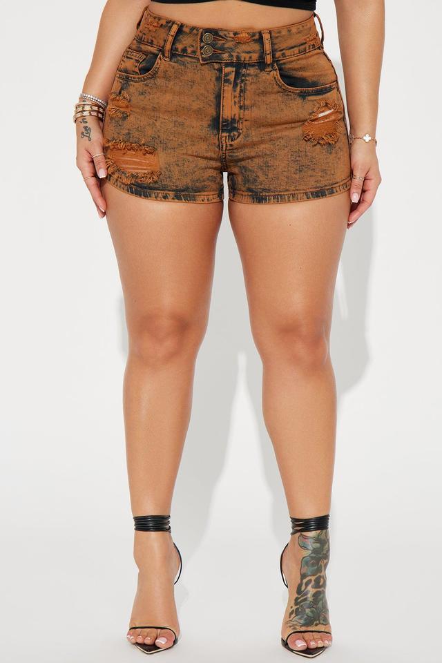 Hana High Stretch Denim Shorts - Rust Product Image