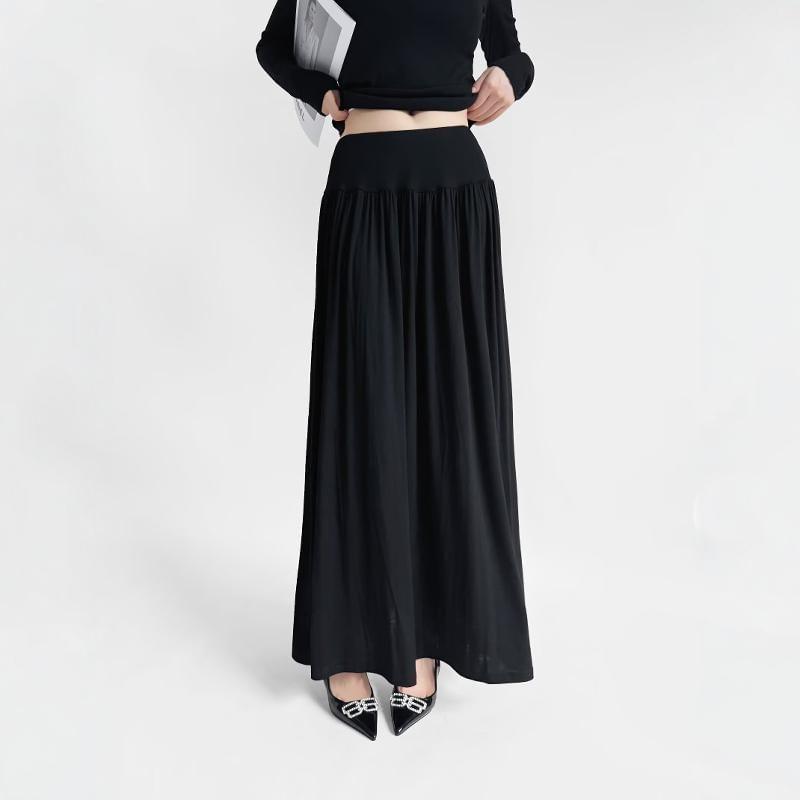 Elastic Waist Maxi A-Line Skirt Product Image