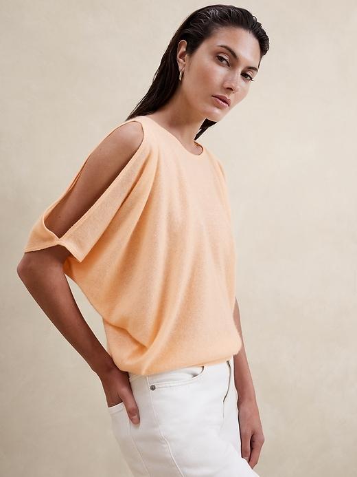 Cashmere-Linen Shoulder Cut-Out Sweater Product Image