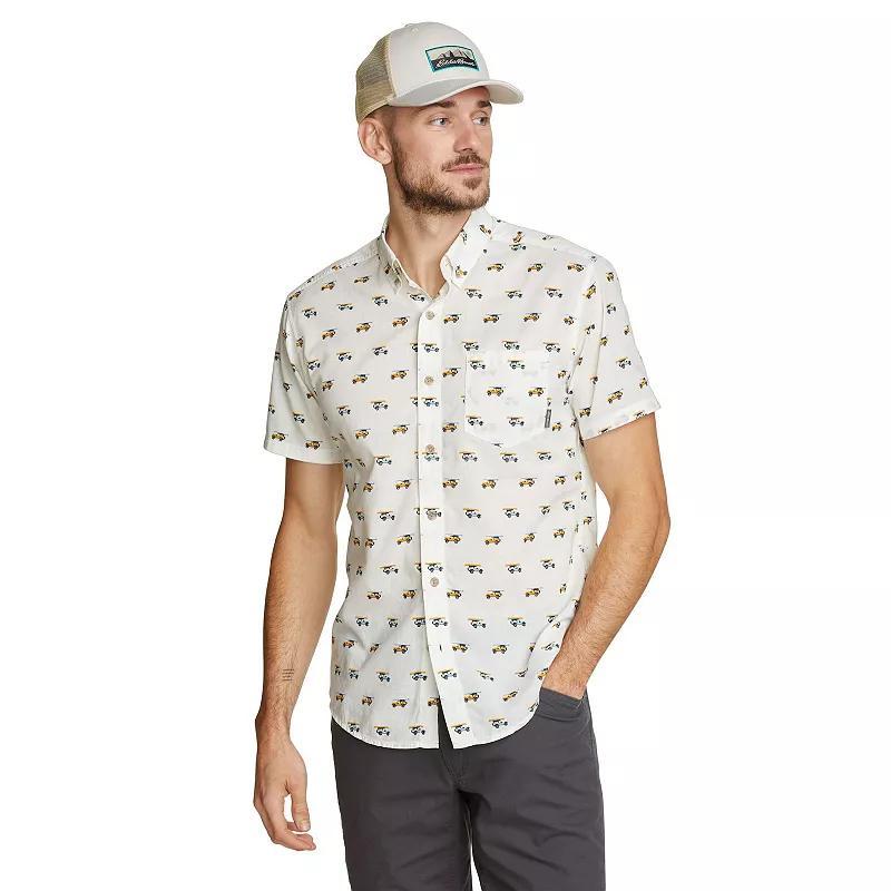 Mens Eddie Bauer Baja Print Short Sleeve Button-Down Shirt Pink Product Image