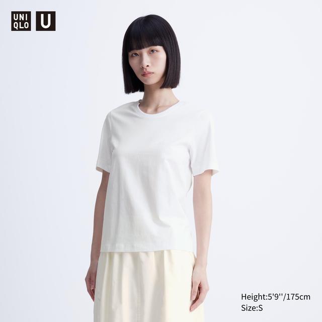 Womens Supima Cotton Crew Neck T-Shirt White 2XS UNIQLO US Product Image