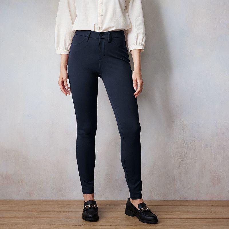 Petite LC Lauren Conrad High-Waisted Super Skinny Ponte Pants, Womens Product Image