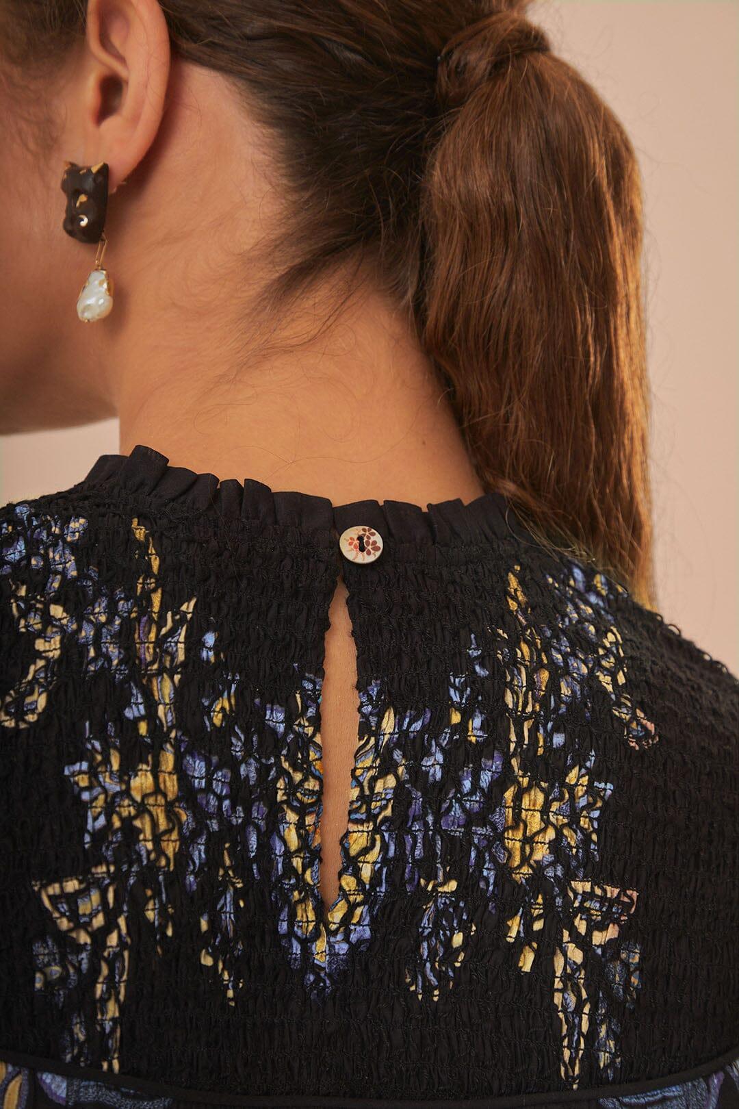 Black Stitched Garden Blouse Product Image