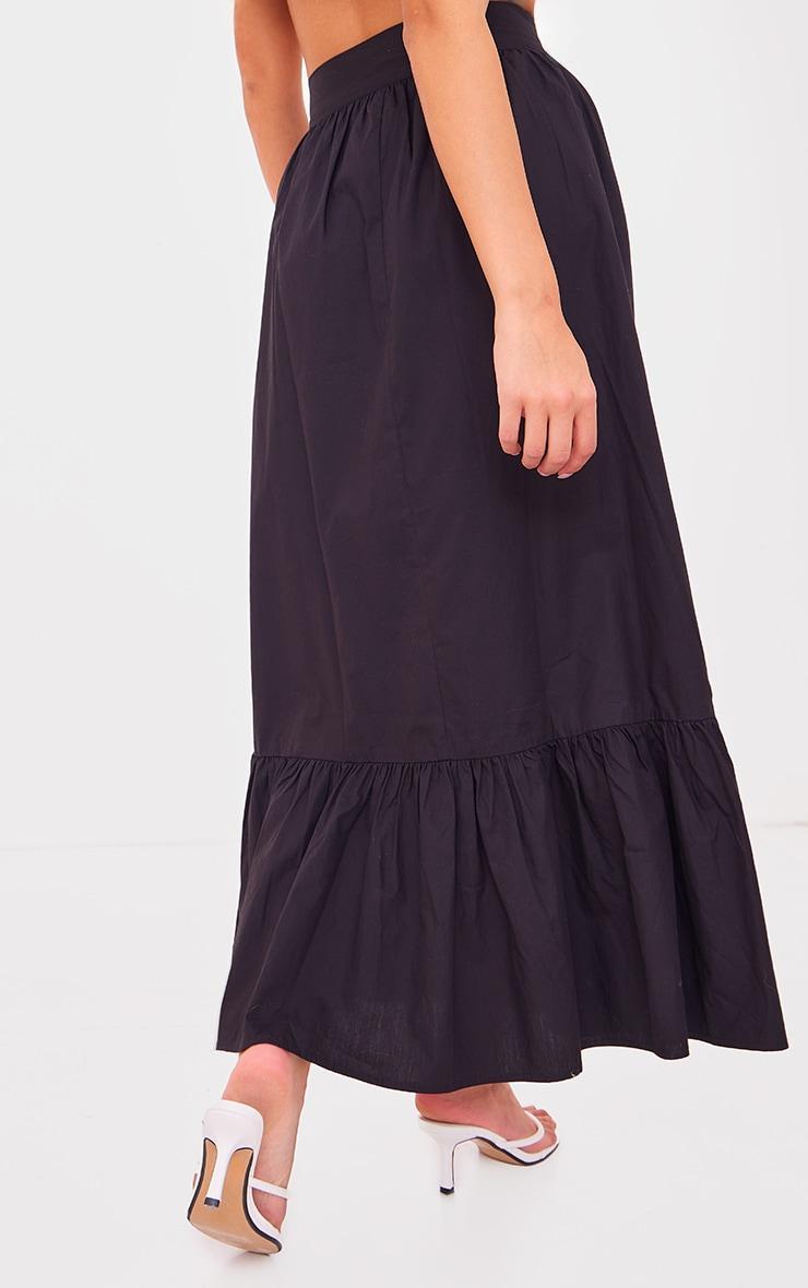 Black Cotton Poplin Bow Detail Maxi Skirt Product Image