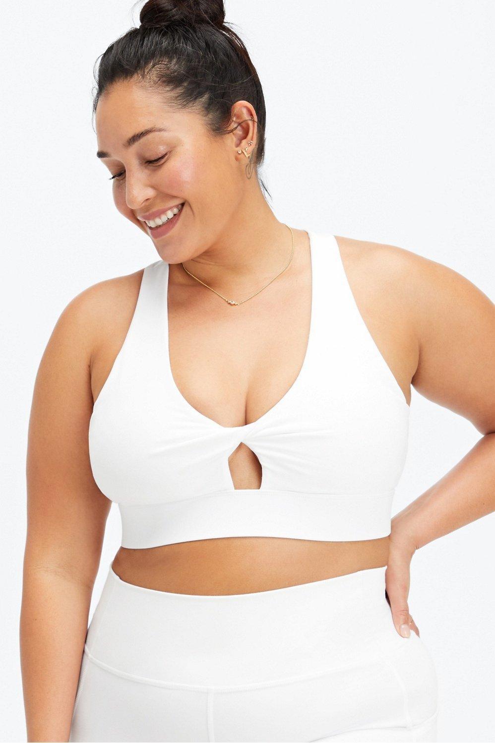 Fabletics Oasis Twist Sports Bra Womens white Size L Product Image