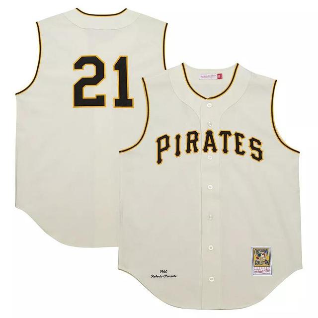 Mens Mitchell & Ness Roberto Clemente Cream Pittsburgh Pirates Cooperstown Collection 1960 Authentic Jersey Product Image