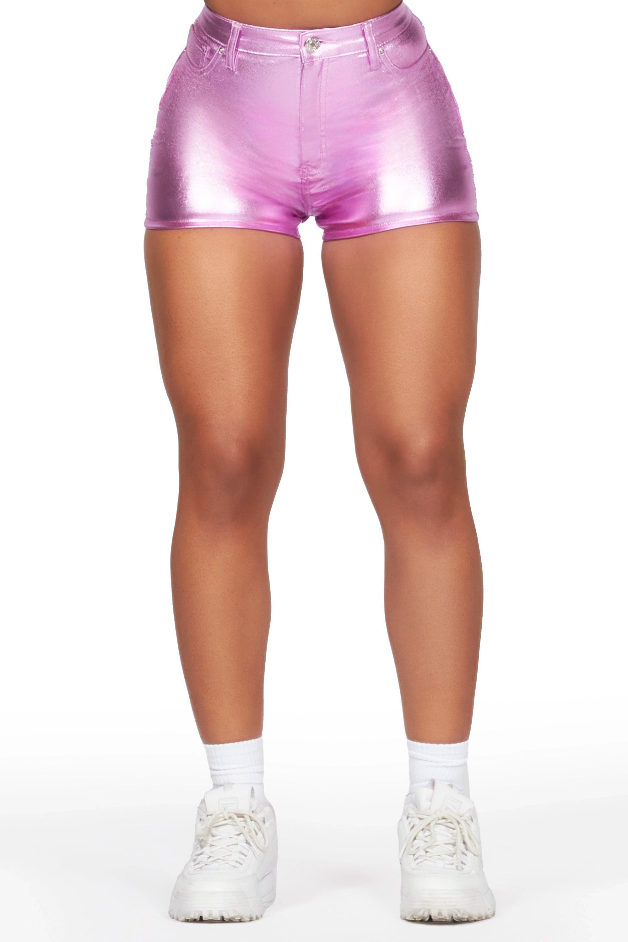 Racasha Reflective Pink PU Short Female Product Image