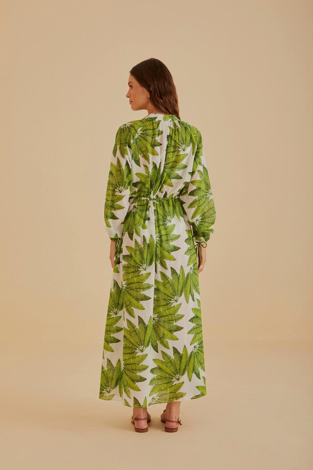 Off-White Palm Fan Maxi Dress, PALM FAN OFF-WHITE / S Product Image