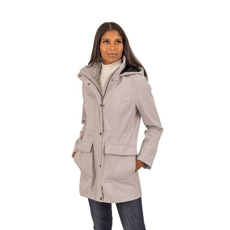 Womens Fleet Street Faux-Fur Hooded A-Line Soft Shell Anorak Parka Jacket Blue Product Image