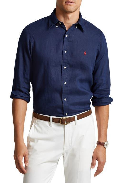 Polo Ralph Lauren Piece Dye Linen Long Sleeve Woven Shirt Product Image