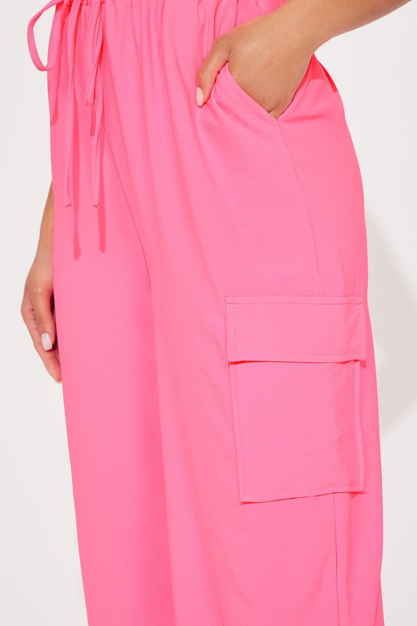 Stay Low Key Jumpsuit  - Hot Pink Product Image