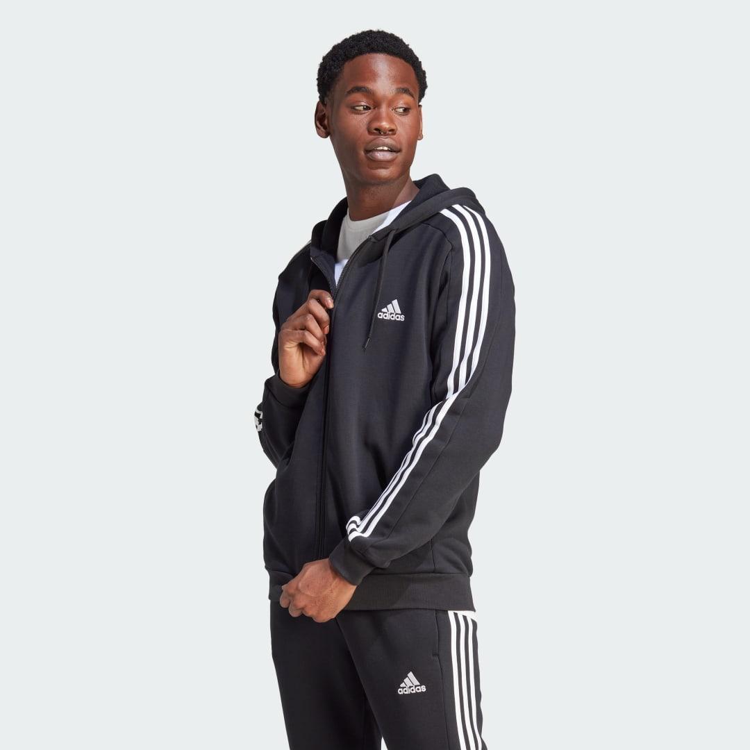 Essentials Fleece 3-Stripes Full-Zip Hoodie Product Image