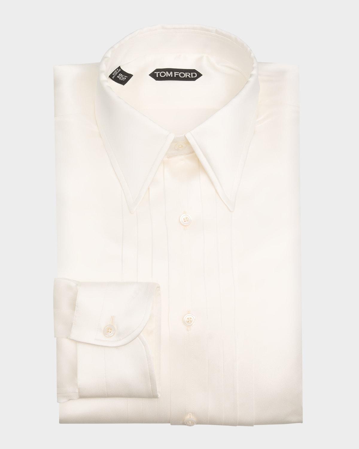 Mens Silk Charmeuse Pleated Dress Shirt Product Image