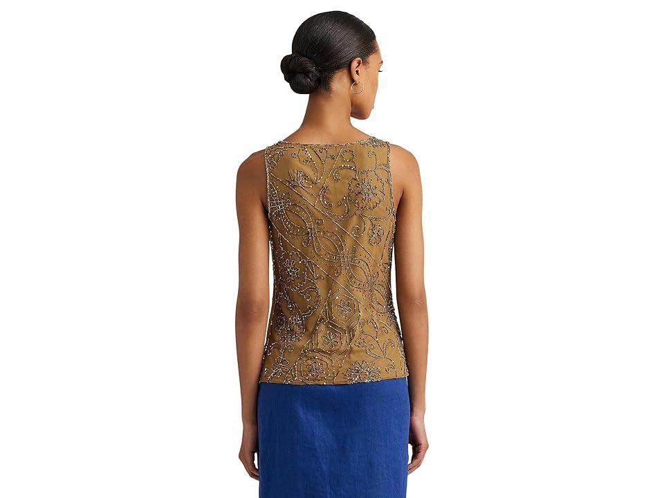 LAUREN Ralph Lauren Beaded Mesh Sleeveless Blouse (Burnished ) Women's Clothing Product Image