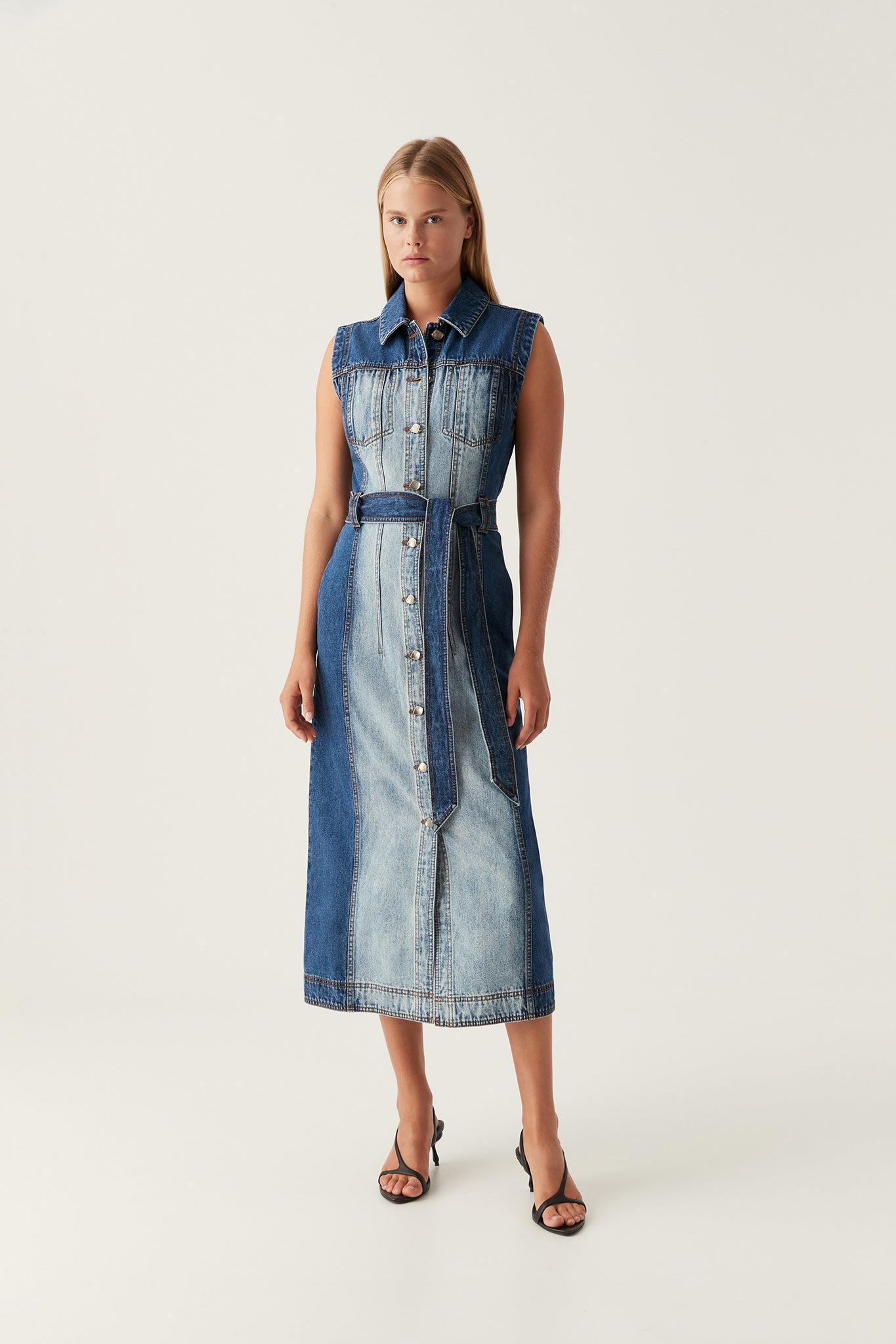 Darcie Denim Midi Dress Product Image