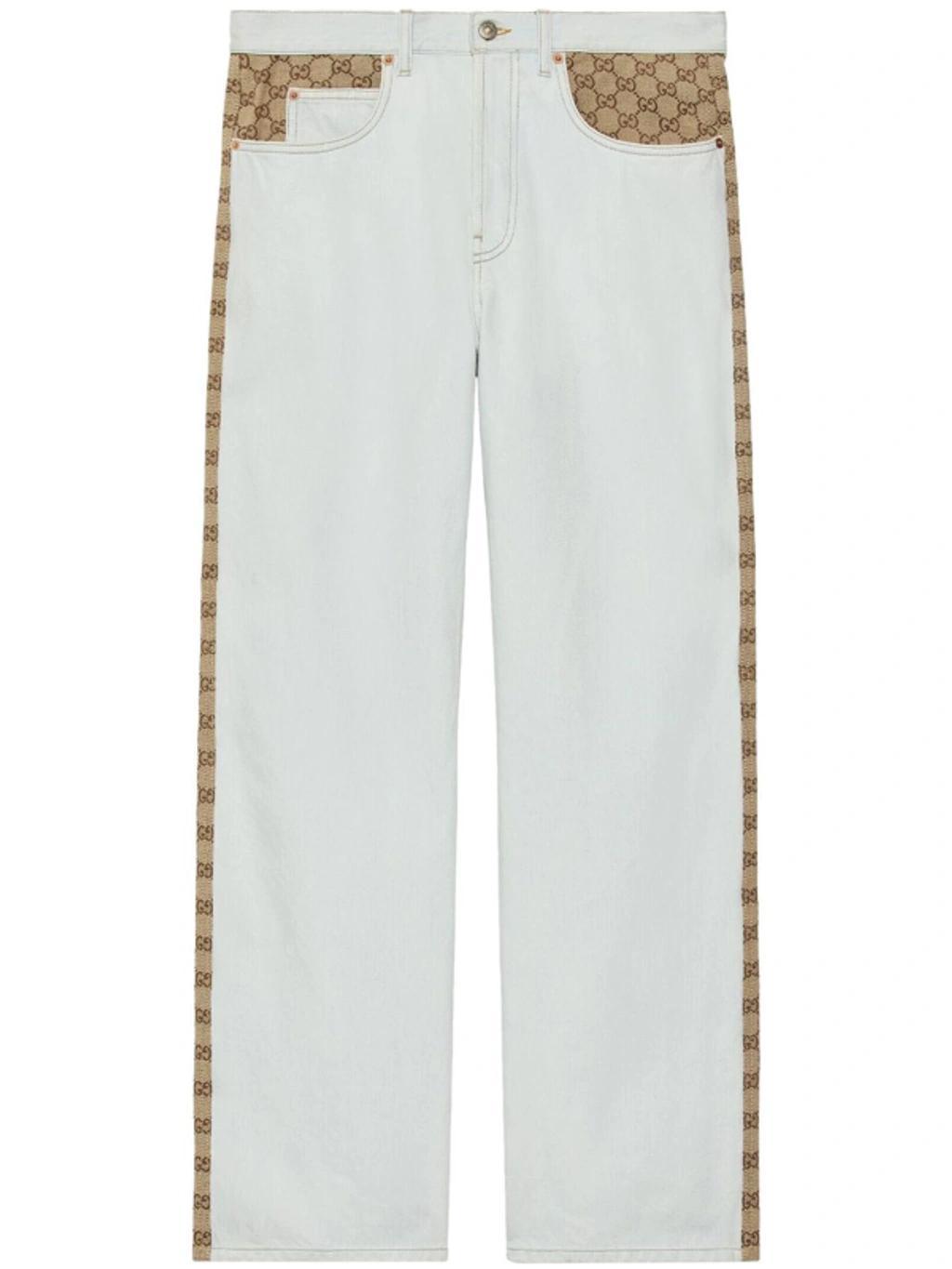 GUCCI Washed Organic Denim Pant With Gg In Blue Product Image