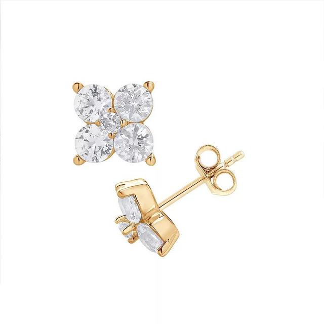 Gemstone Brilliance Lab-Created White Sapphire Stud Earrings, Womens, Gold Tone Product Image