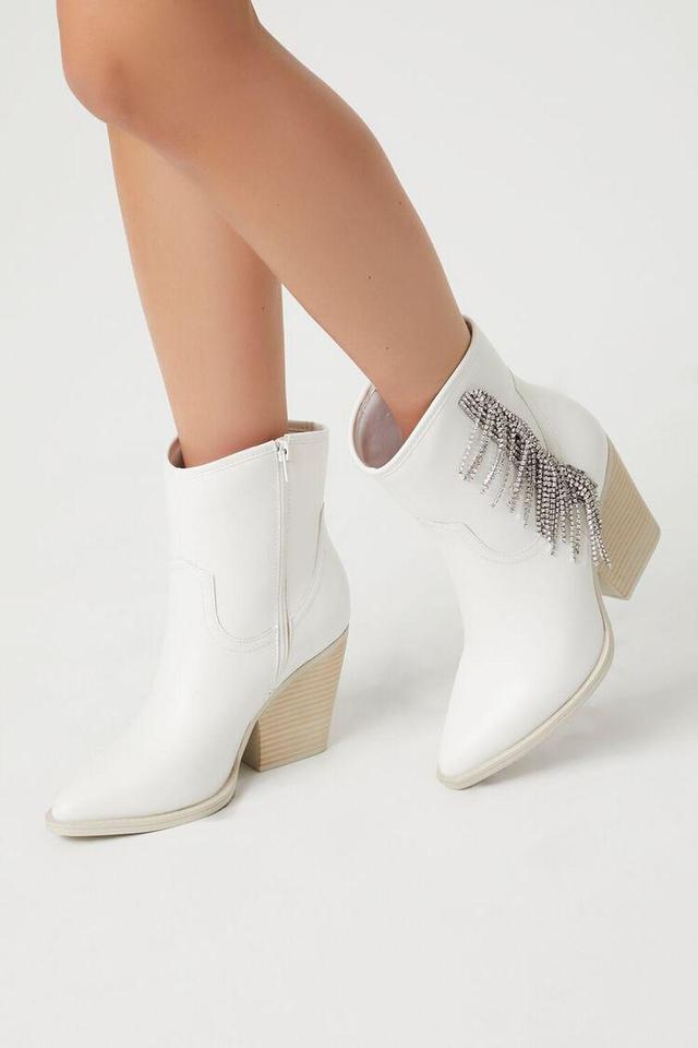 Rhinestone Fringe Block Heel Booties | Forever 21 Product Image