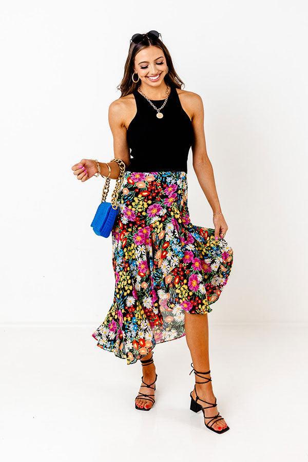 Only Sunshine Floral Skirt In Black Product Image