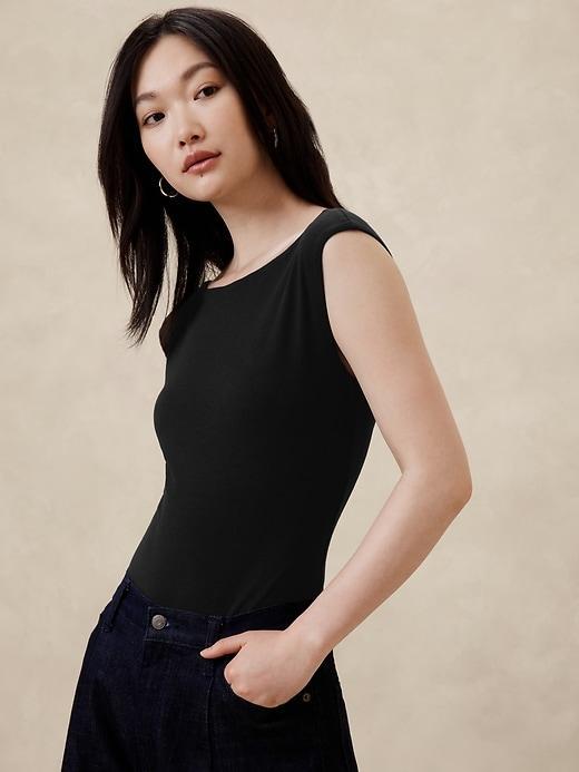 Soft Stretch Cap-Sleeve Bodysuit Product Image