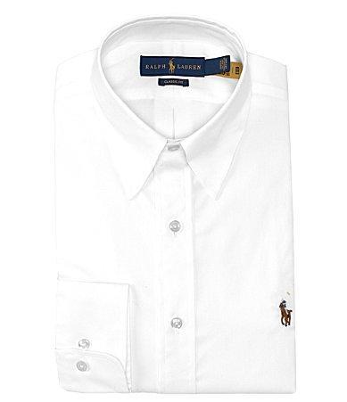 Polo Ralph Lauren Classic Fit Point Collar Solid Pinpoint Dress Shirt Product Image