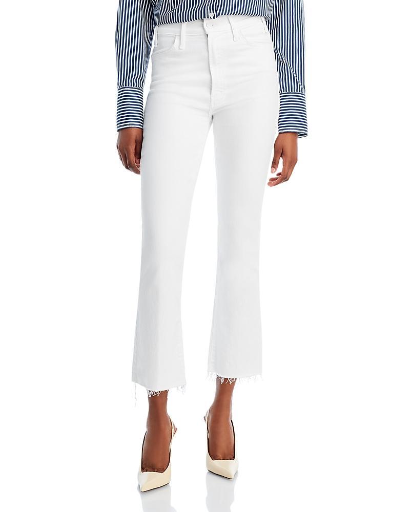 MOTHER The Hustler High-Rise Ankle Fray Jeans By MOTHER in White Size 24 Product Image