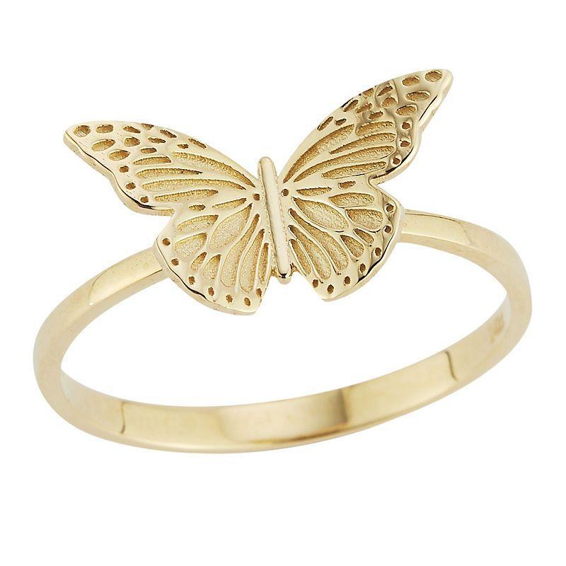 LUMINOR GOLD 14k Gold Textured Butterfly Ring, Womens Yellow Product Image