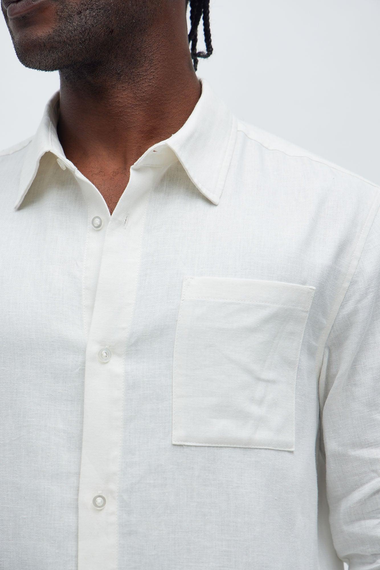 Bahamas Linen Long Sleeve Shirt - White Product Image