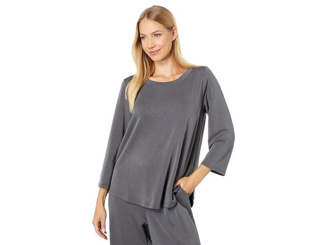 Mod-o-doc Travel Cupro Blend 3/4 Sleeve Shirttail Tunic (Dark Grey) Women's Clothing Product Image