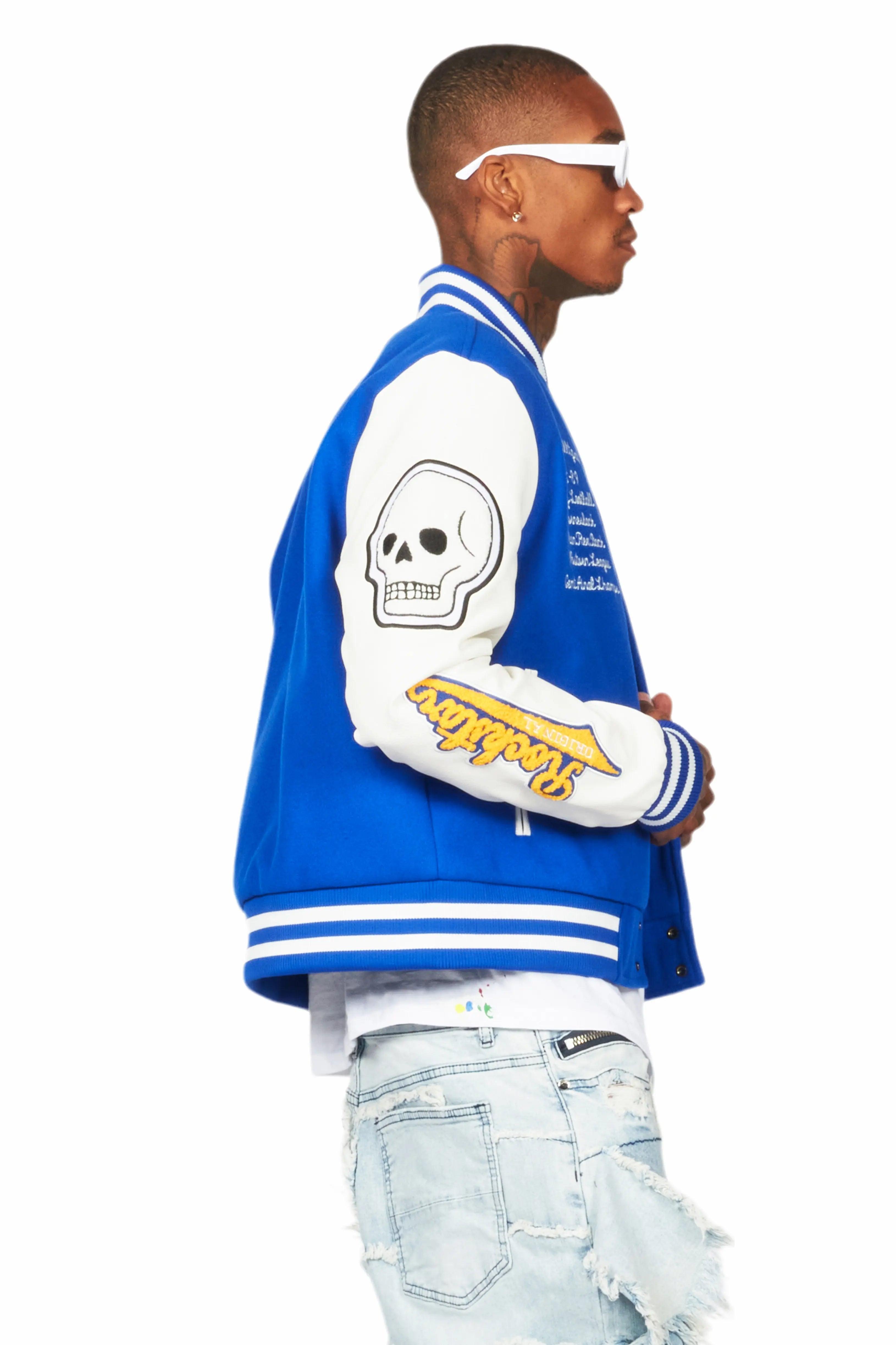 Eisen Royal Blue/White Varsity Jacket Male Product Image