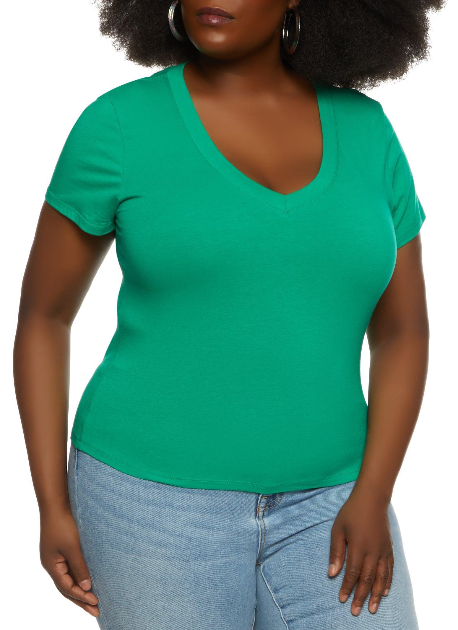 Womens Plus Size V Neck Basic Tee Product Image