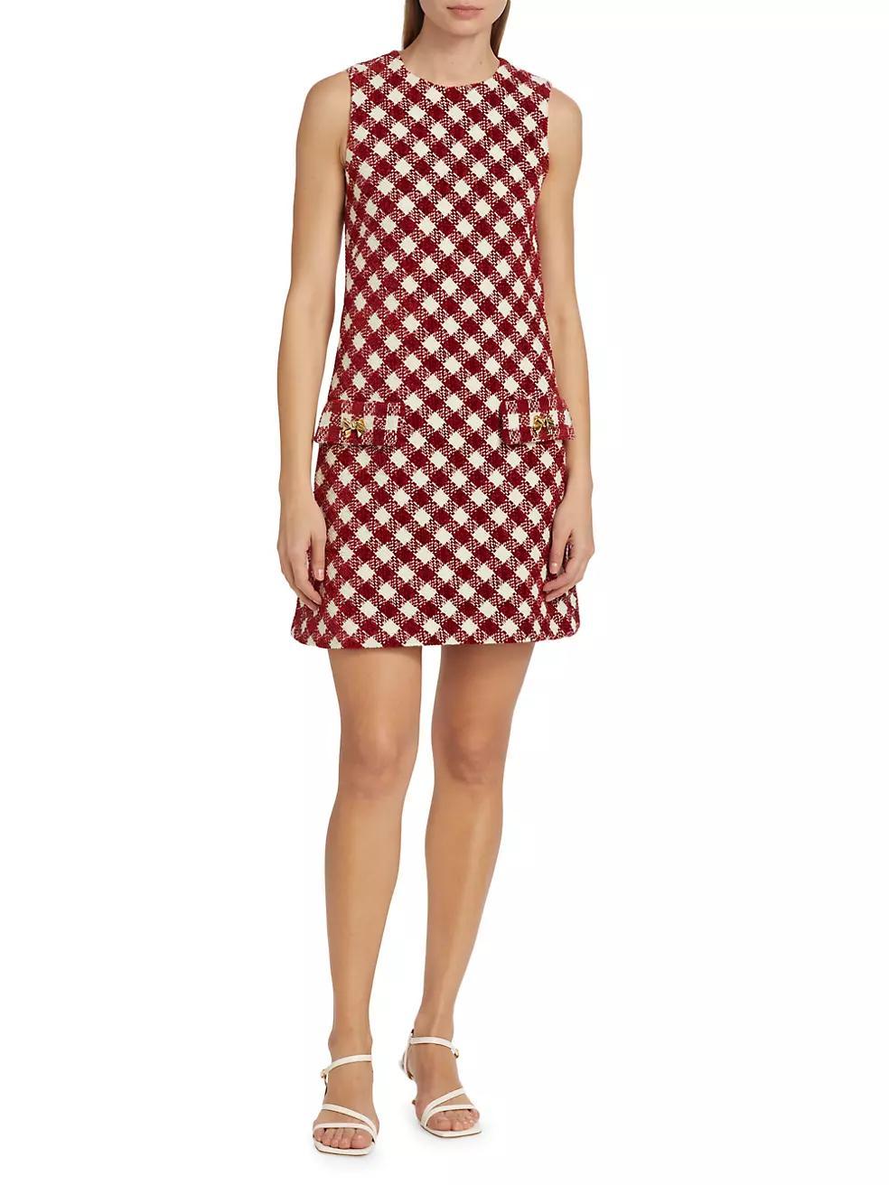 Chenille Check Tweed Shift Dress Product Image