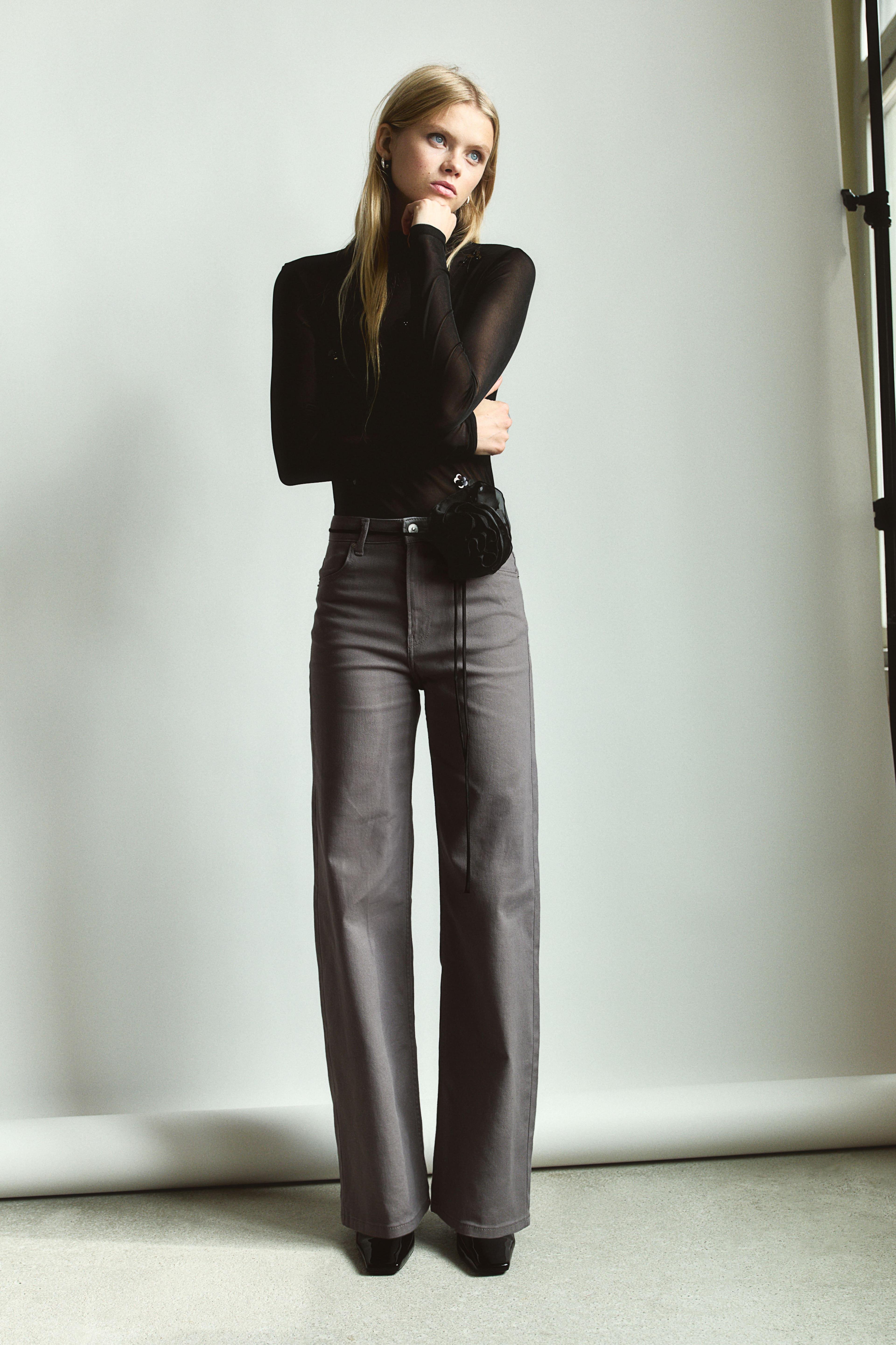 Wide-leg Twill Pants Product Image