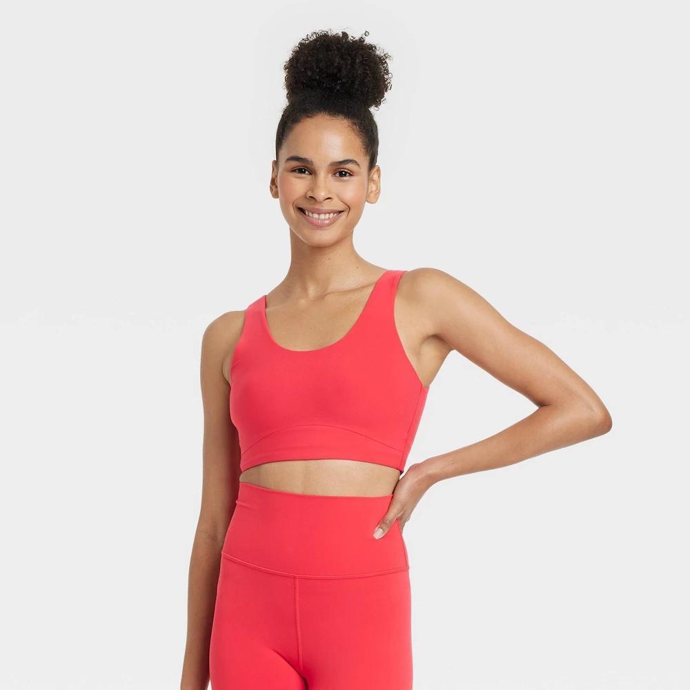 Womens Everyday Soft Medium Support Longline Sports Bra - All In Motion Red XL Product Image