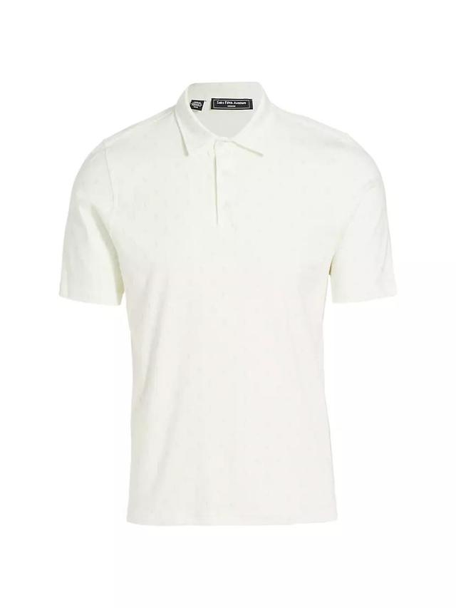 Slim-Fit Geometric Cotton Polo Shirt Product Image