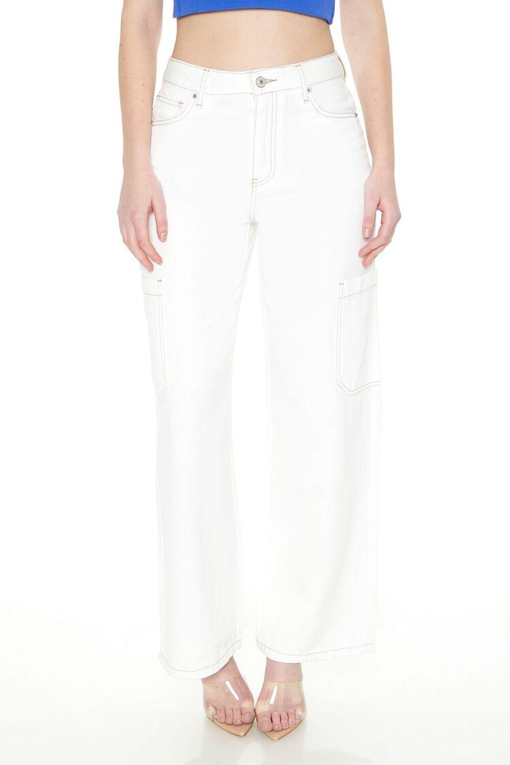 High-Rise Wide-Leg Cargo Jeans | Forever 21 Product Image